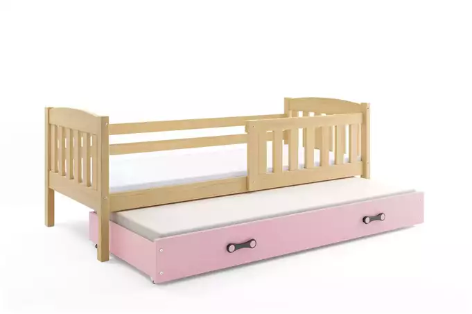 KUBUŚ youth folding bed 90x190 with mattress and drawer, pine/pink - Image 5