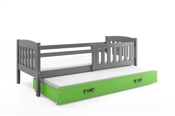 KUBUŚ youth folding bed 90x190 with drawer, graphite/green - Image 4