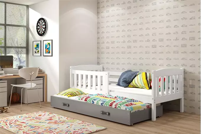 KUBUŚ youth folding bed 90x200 with mattress and drawer, white/graphite - Image 4