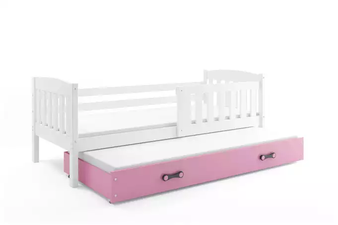 KUBUŚ youth folding bed 90x200 with mattress and drawer, white/pink - Image 5