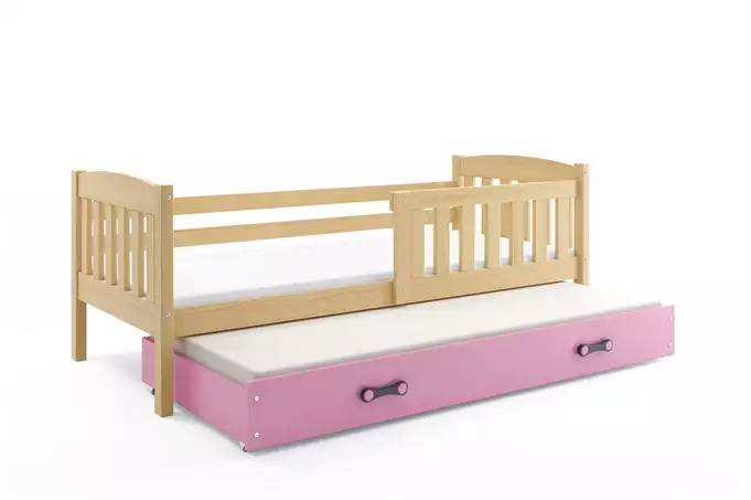 KUBUŚ youth folding bed 90x200 with mattress and drawer, pine/pink - Image 5