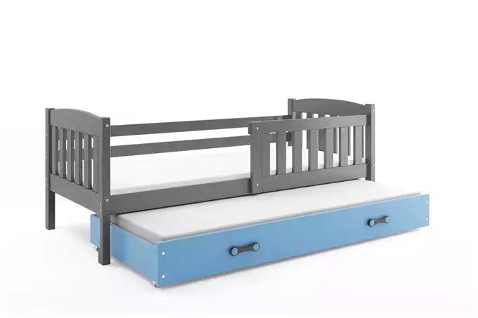 KUBUŚ youth folding bed 90x200 with drawer, graphite/blue - Image 4