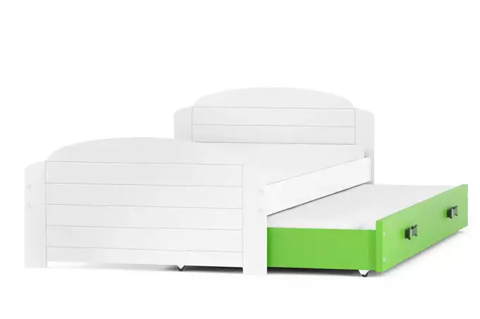 LILI 90X200 youth folding bed with mattress and drawer, white/green