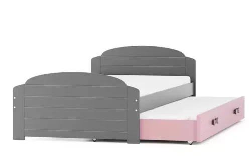 LILI 90X200 youth folding bed with mattress and drawer, graphite/pink