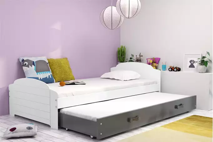 LILI 90X200 youth folding bed with drawer, white/graphite - Image 3
