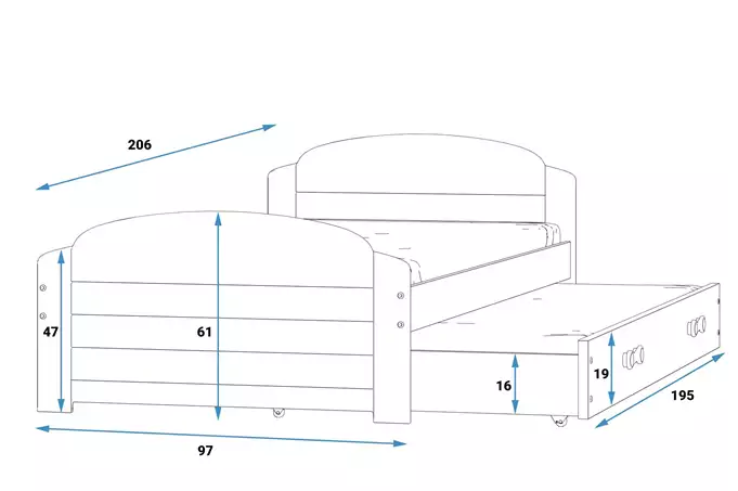 LILI 90X200 youth folding bed with drawer, white/graphite - Image 5