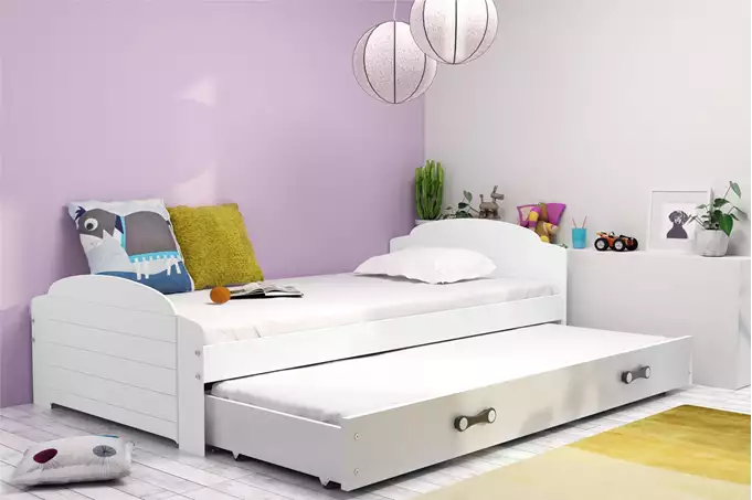 LILI 90x200 youth pull-out bed with drawer, white - Image 3