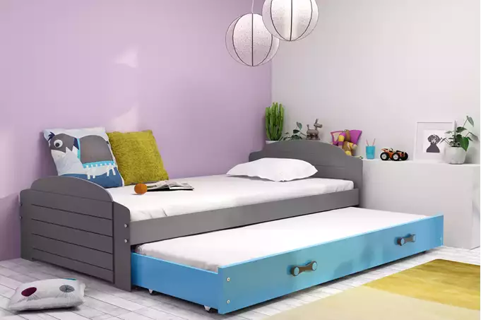 LILI 90X200 youth folding bed with drawer, graphite/blue - Image 2
