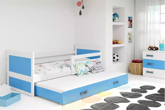 RICO youth folding bed 90x190 with mattress and drawer, white/blue - Image 3