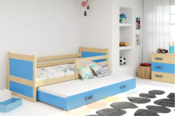 RICO youth folding bed 90x190 with mattress and drawer, pine/blue - Image 4