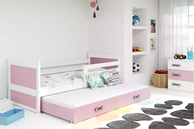 RICO youth folding bed 90x190 with drawer, white/pink - Image 3