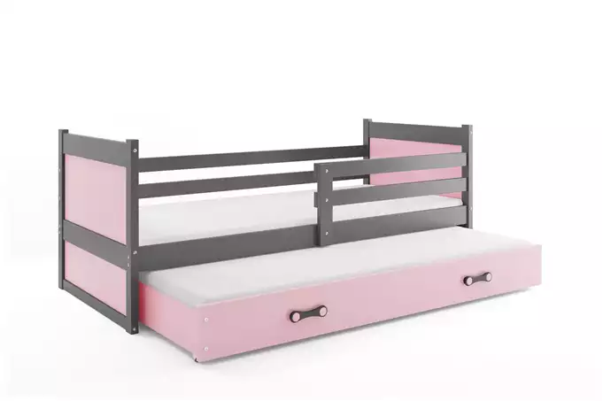 RICO youth folding bed 90x190 with drawer, graphite/pink - Image 4