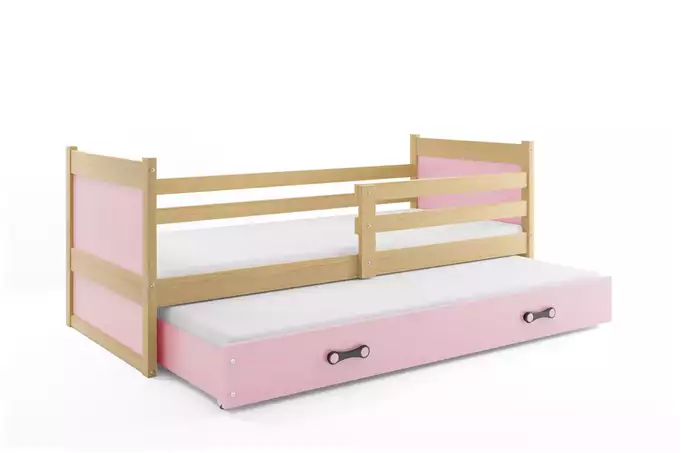 RICO youth folding bed 90x190 with drawer, pine/pink - Image 4