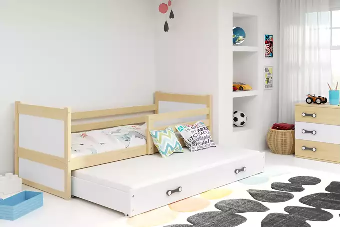 RICO 90x200 youth folding bed with mattress and drawer, pine/white - Image 4