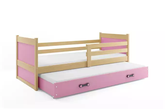 RICO 90x200 youth folding bed with mattress and drawer, pine/pink - Image 5
