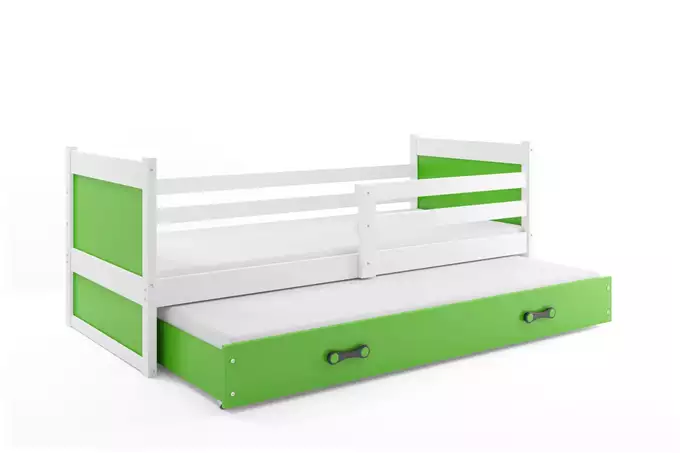 RICO 90x200 youth pull-out bed with drawer, white/green - Image 4
