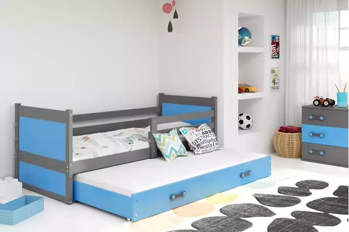 RICO 90X200 youth folding bed with drawer, graphite/blue - Image 3