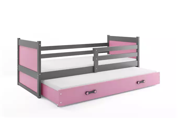 RICO 90x200 youth pull-out bed with drawer, graphite/pink - Image 4