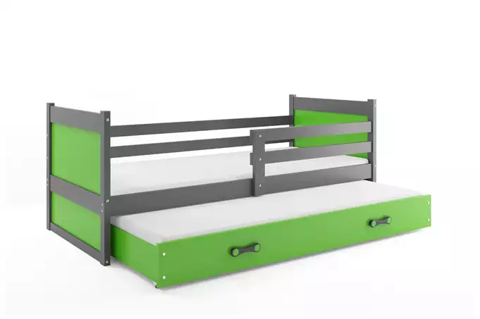RICO 90x200 youth pull-out bed with drawer, graphite/green - Image 4