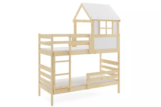 Bunk bed with canopy - "Eryk" made of natural wood 90x190 with mattress - Image 3