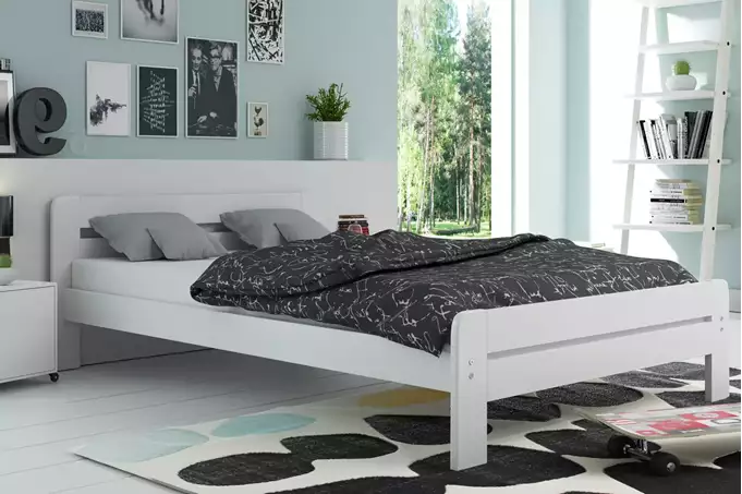 DALLAS bedroom bed 120x200 with mattress, white - Image 2