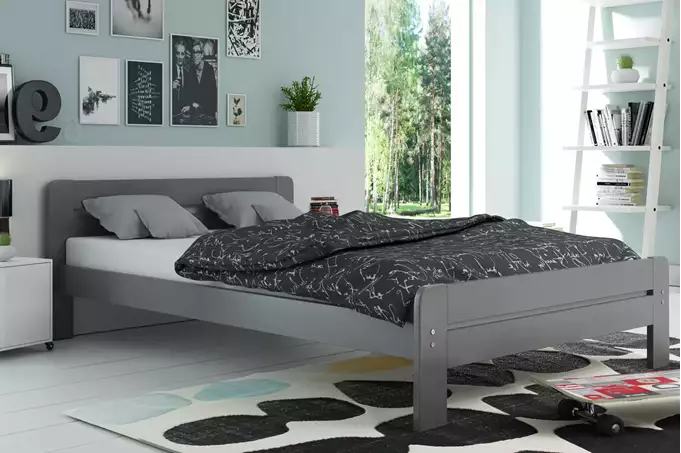 DALLAS 120X200 bedroom bed with mattress, graphite color - Image 3