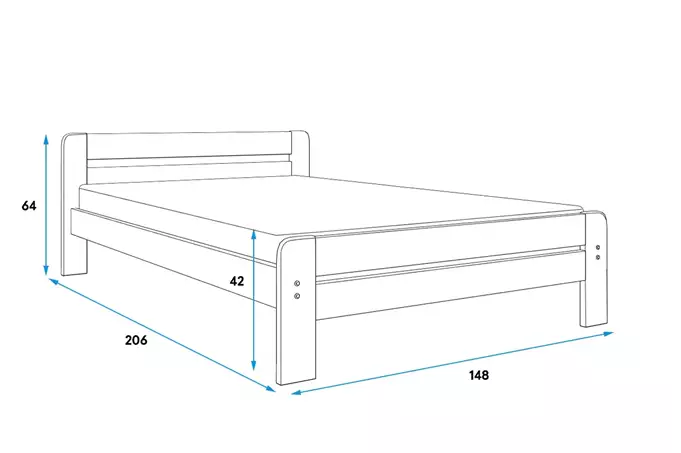DALLAS bedroom bed 140x200 with mattress, pine - Image 5