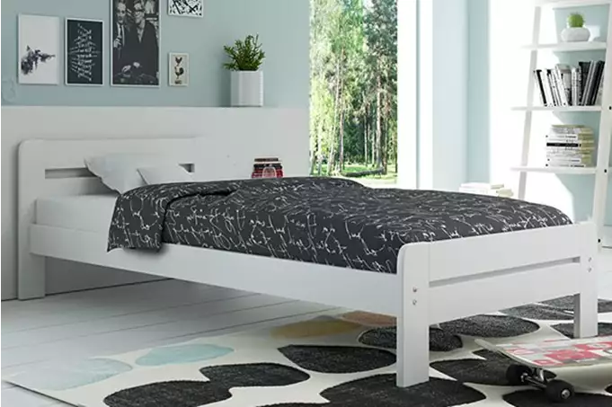 DALLAS bedroom bed 140x200 with mattress, white