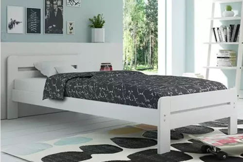 DALLAS bedroom bed 90×200 with mattress, white