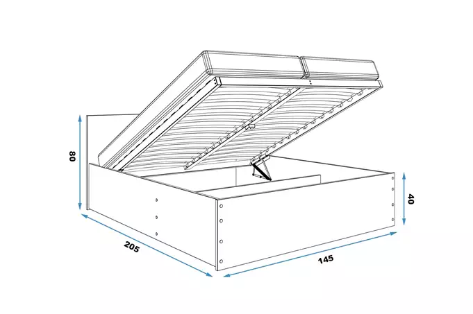 PANAMAX 140X200 bedroom bed with storage box, graphite color - Image 4