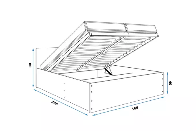 PANAMAX 160X200 bedroom bed with mattress and storage box, graphite color - Image 3