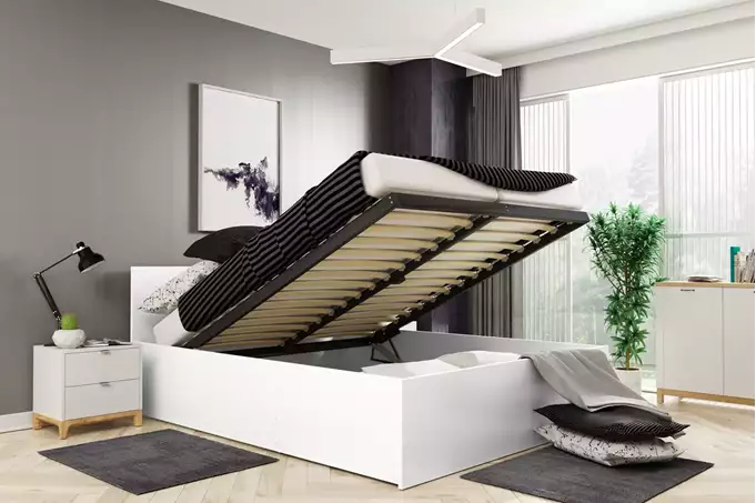 PANAMAX 160X200 bedroom bed with storage box, white