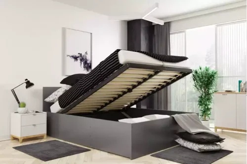 PANAMAX 160X200 bedroom bed with storage box, graphite color