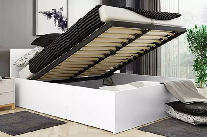 PANAMAX 160X200 bedroom bed with mattress and storage box, white - Image 5