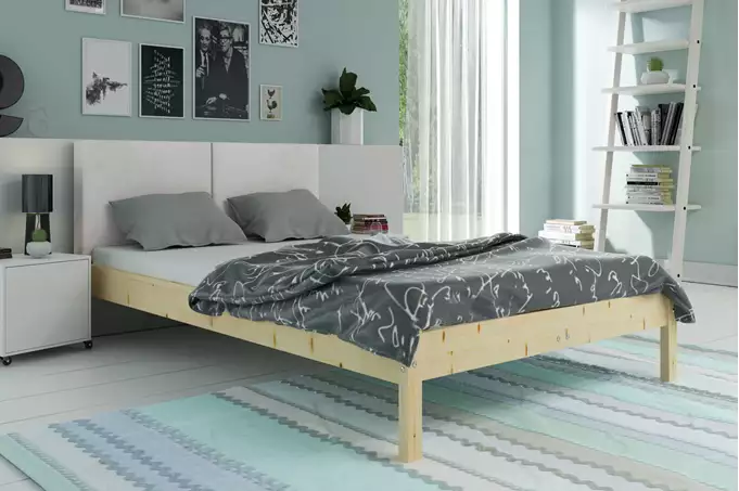 Soft bedroom bed Galaxy 140x200, natural wood/ash