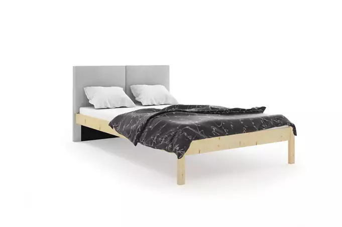 Soft bedroom bed Galaxy 160x200 with mattress, natural wood/ash - Image 2