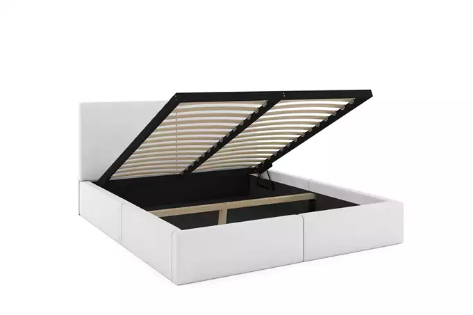 HILTON 120x200 soft bedroom bed with mattress and storage box, white