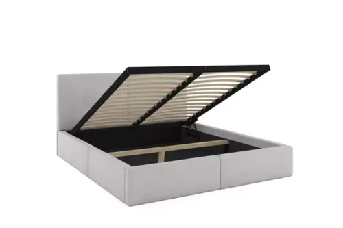 HILTON 120X200 soft bedroom bed with mattress and storage box, ash gray