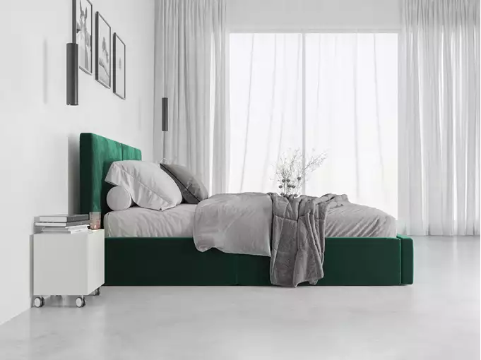 HILTON 120X200 soft bedroom bed with mattress and storage box, green
