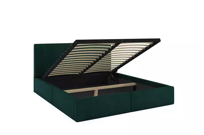 HILTON 120X200 soft bedroom bed with mattress and storage box, green - Image 2