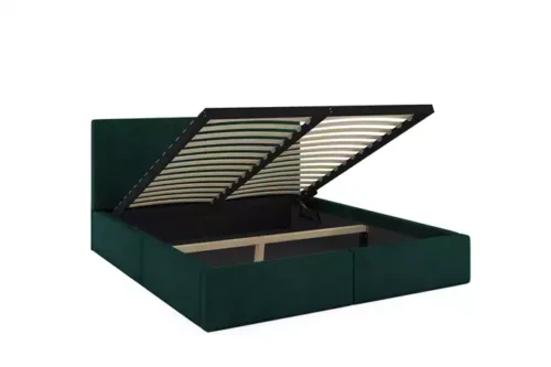 HILTON 120×200 soft bedroom bed with storage box, green