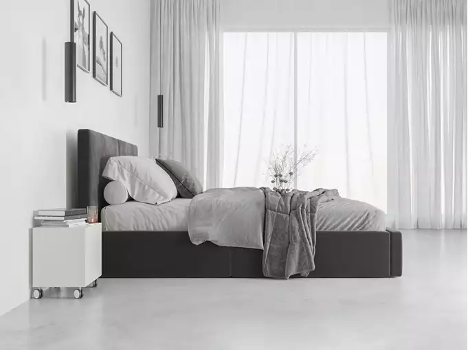 HILTON 140X200 soft bedroom bed with mattress and storage box, graphite color - Image 4