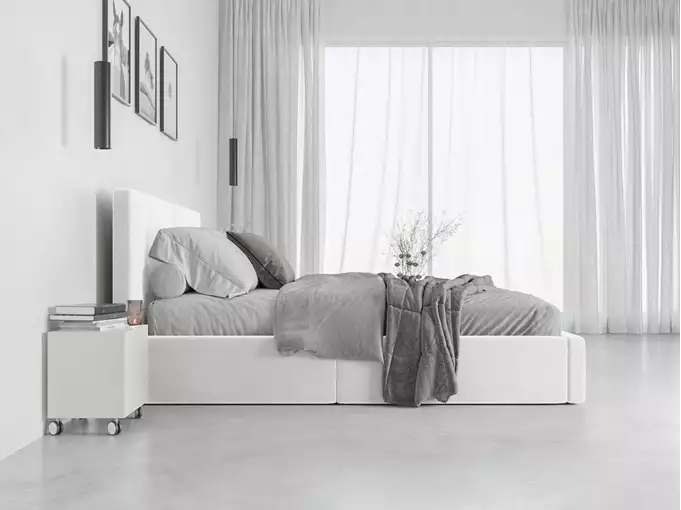 HILTON 160X200 soft bedroom bed with mattress and storage box, white - Image 4