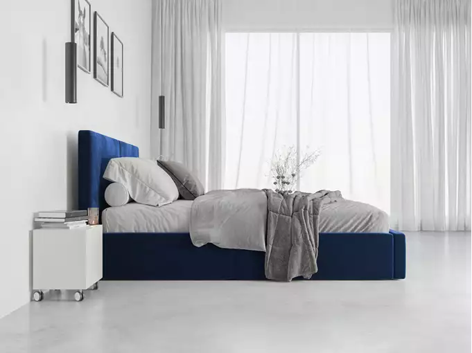 HILTON 160X200 soft bedroom bed with mattress and storage box, blue - Image 4