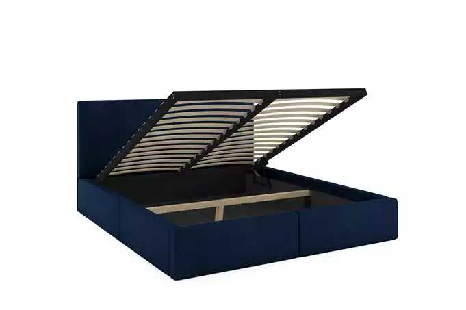 HILTON 160X200 soft bedroom bed with storage box, blue