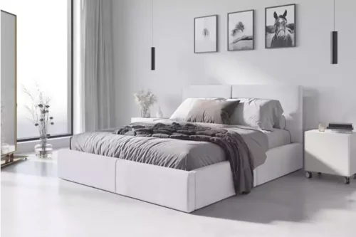 Soft bed 160×200 Hilton with mattress, white
