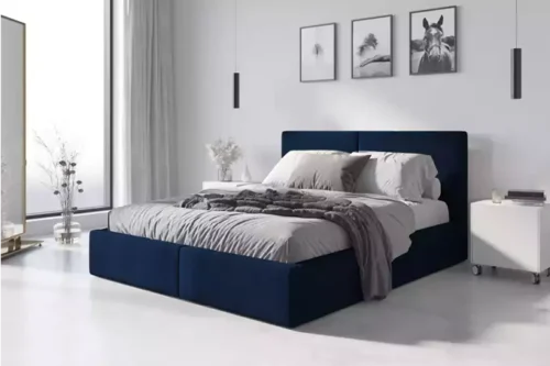 Soft bed 160×200 Hilton with mattress, blue