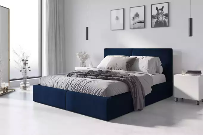 Soft bed 160x200 Hilton with mattress, blue