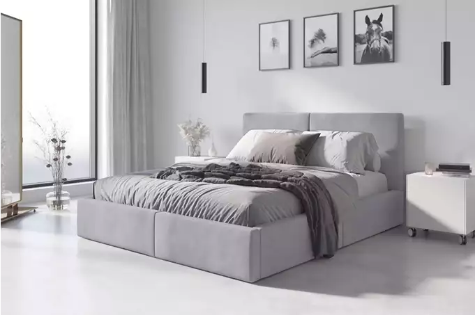 Soft bed 160x200 Hilton with mattress, gray