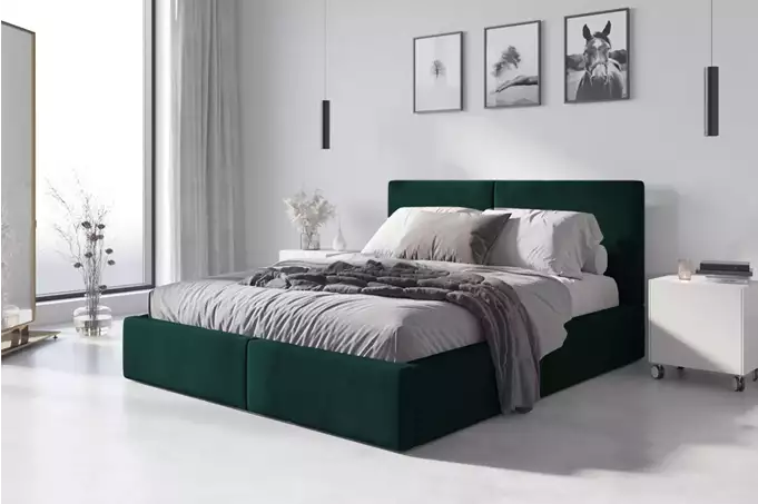 Soft bed 160x200 Hilton with mattress, green